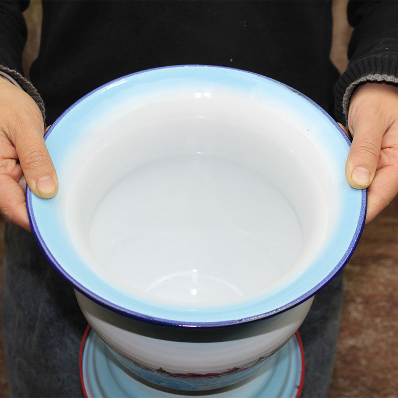 高脚搪瓷痰盂罐女尿盆家用卧室带盖防臭孕妇痰盂