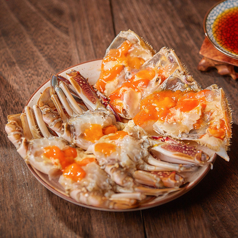 舟山红膏呛蟹咸蟹梭子蟹舟山红膏呛蟹糊酱母蟹生腌螃蟹炝蟹即食-mc