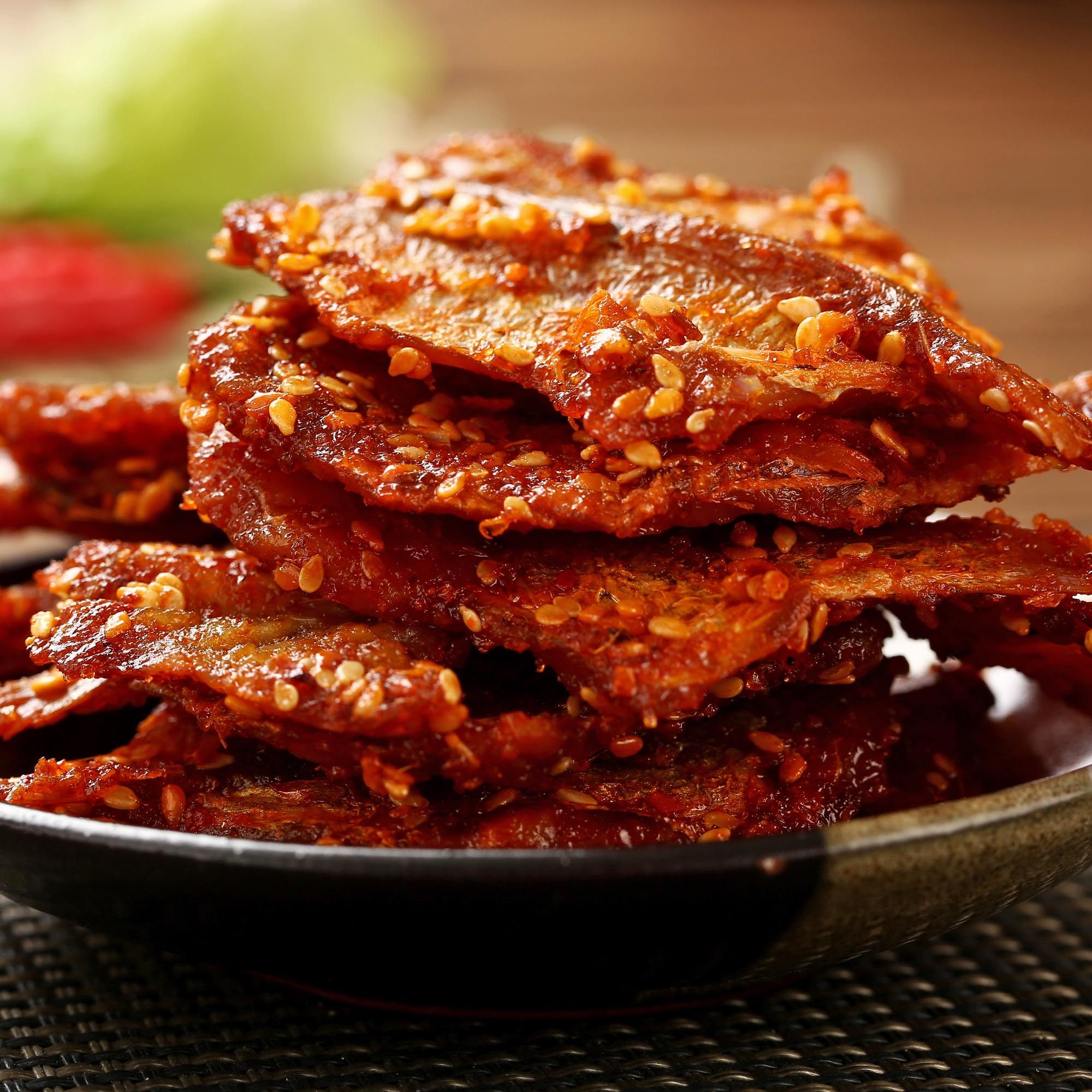 红鱼红娘鱼干蜜汁鱼片香酥鱼鱼干鱼香辣250g即食鱼零食