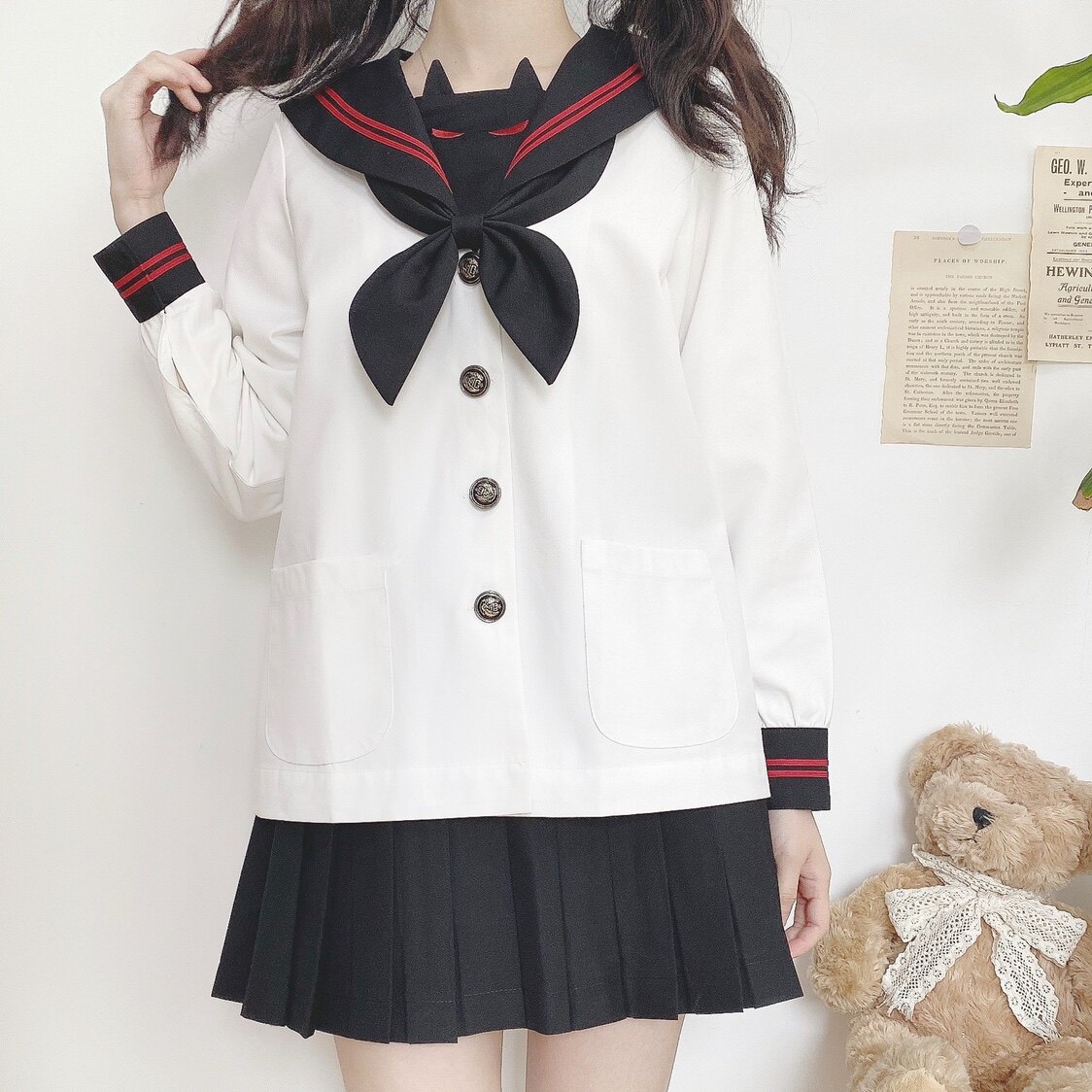 三件黑色学院正品二本园内北海道幼稚园幼稚制服学生校服