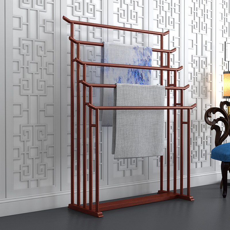 实木丝巾围巾展示落地多层仿古多功能北欧挂布服装展示架