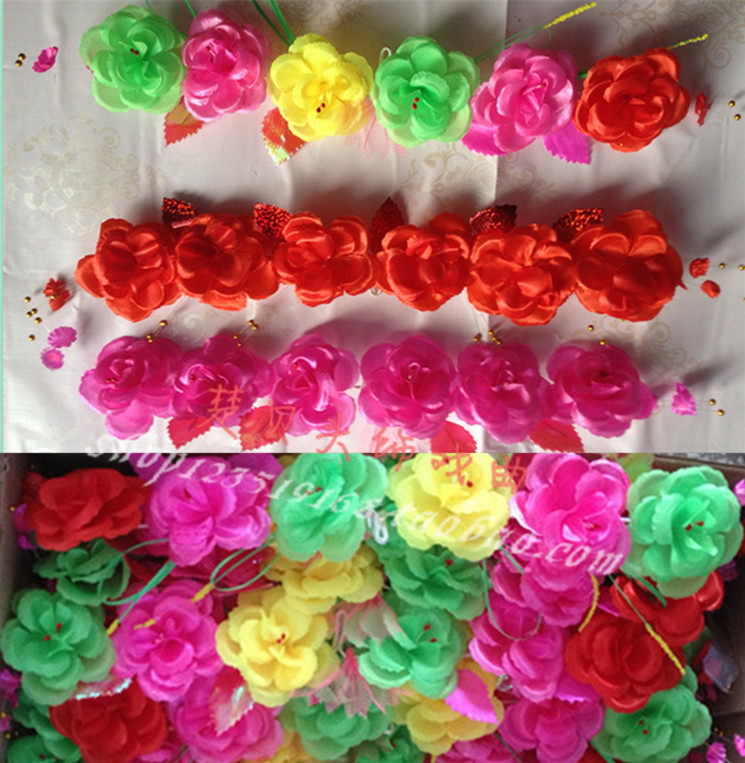 戏曲串花戏剧秧歌头饰花枝腰鼓头鬓绢花舞蹈古典舞配饰