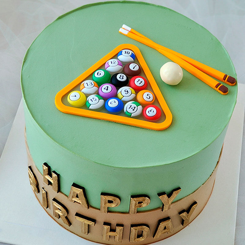 网红男友爸爸男生男士软胶台球桌斯诺克生日蛋糕装饰节日装扮用品