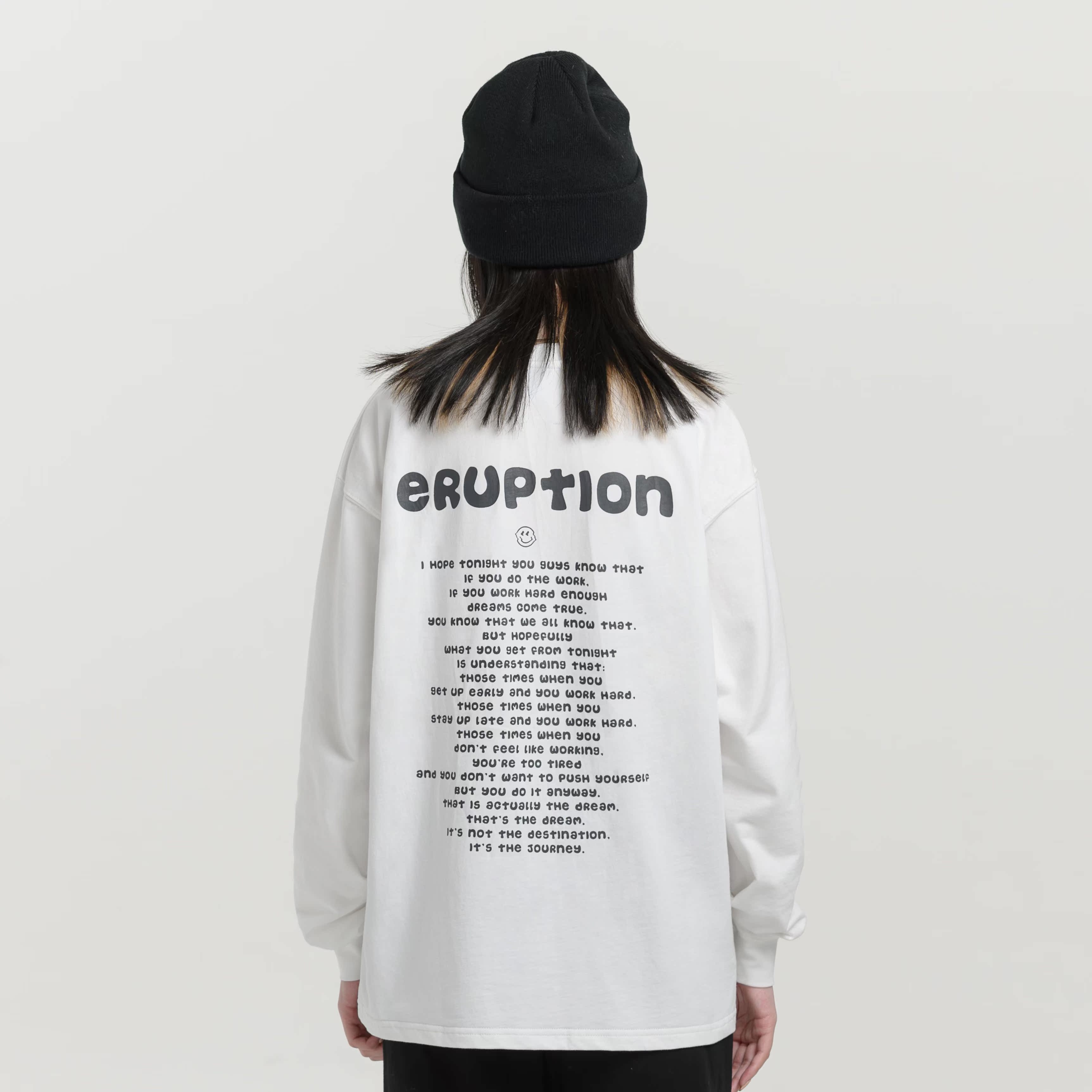 【EruptionLab】潮牌薄款糖果色字母标语印花基础打底卫衣长袖TEE