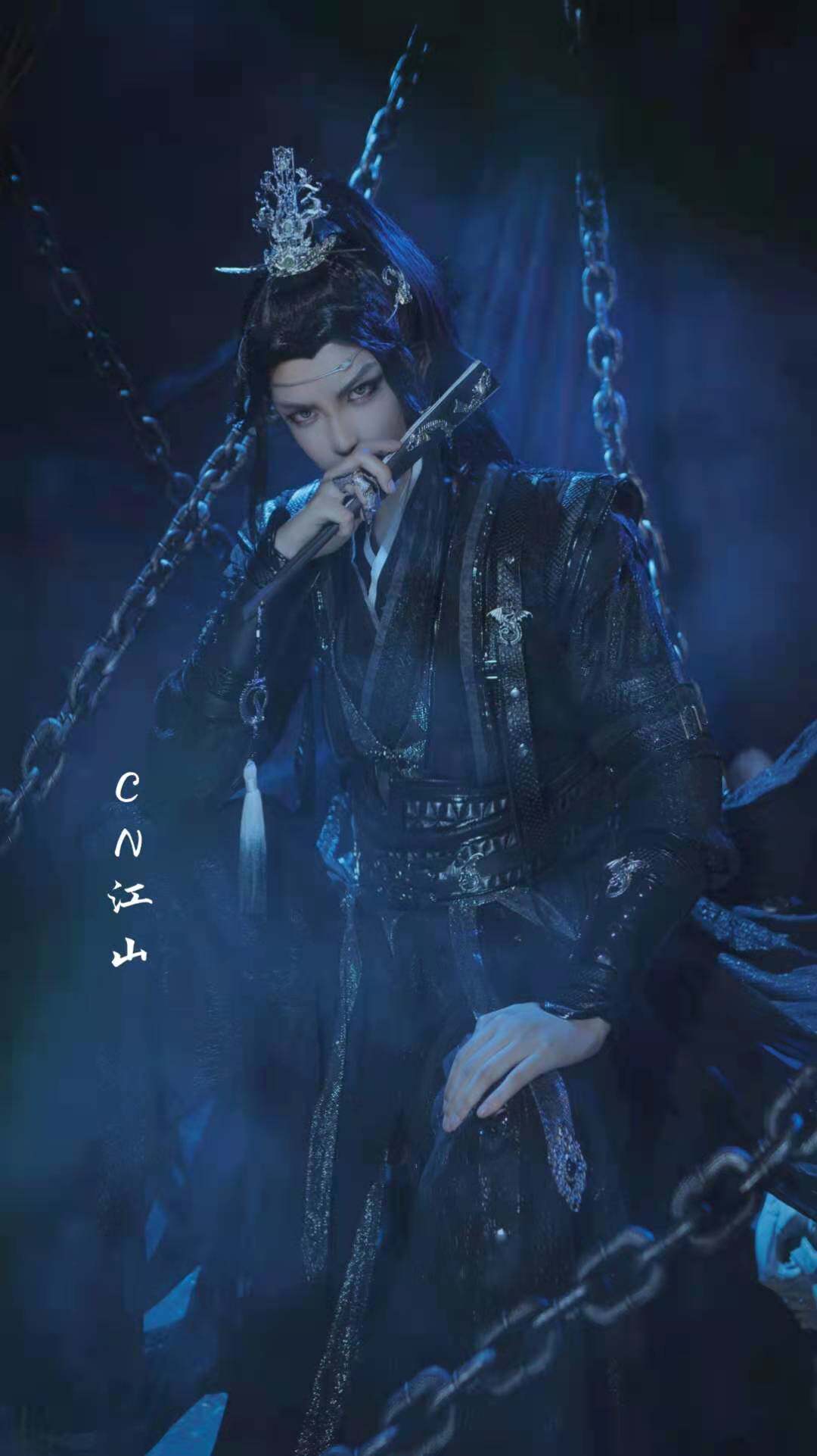 黑水芸熙阁天官赐福风师扇发冠衍生cos青玄折扇工艺扇