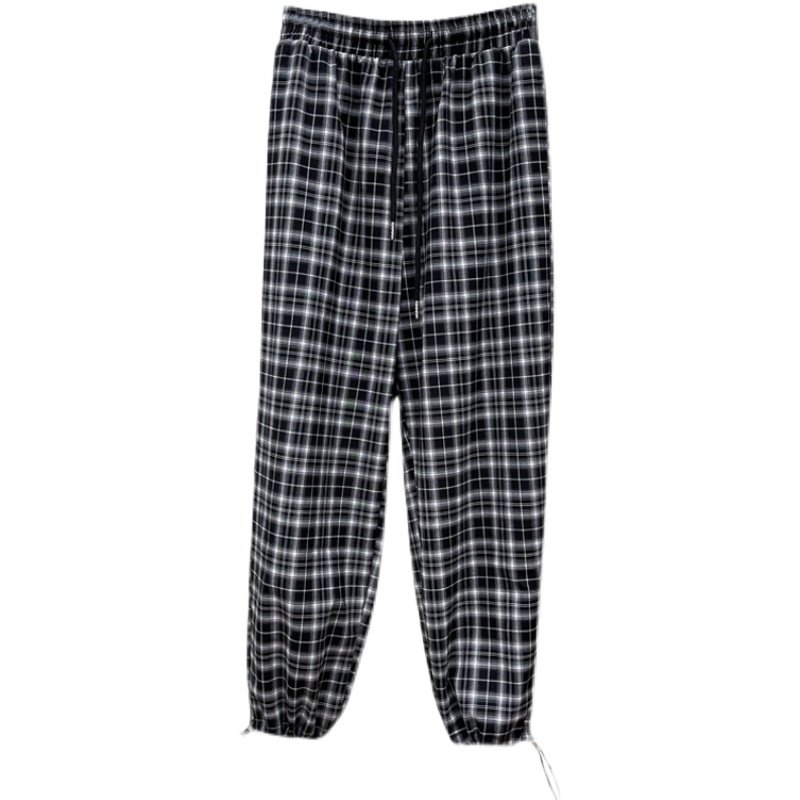 复古抽绳裤女束运动阔腿高腰同款mm网红夏网红休闲裤