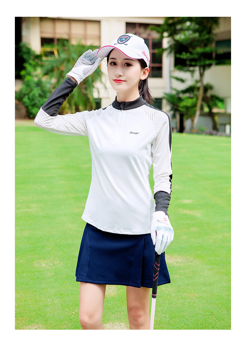 秋冬高尔夫女士长袖高领拉链运动球衣休闲衣时尚高尔夫服装