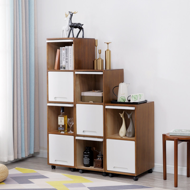 收纳多用储物柜实木夹缝欧式墙角沙发墙边柜儿童玩具鞋柜