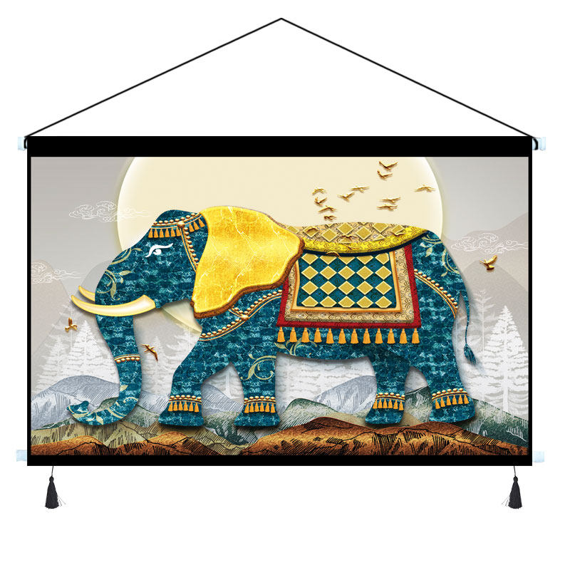 民宿印度大象布艺挂画北欧复古装饰画床头客厅挂毯