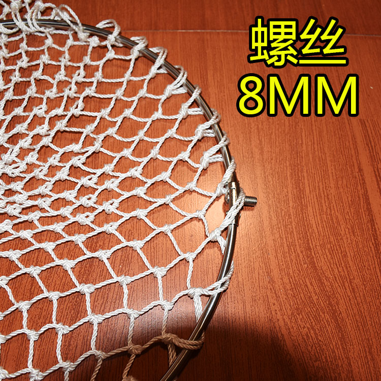 手工编织棉绳网兜大马力网捞鱼网头铁把抄网池塘抄网头