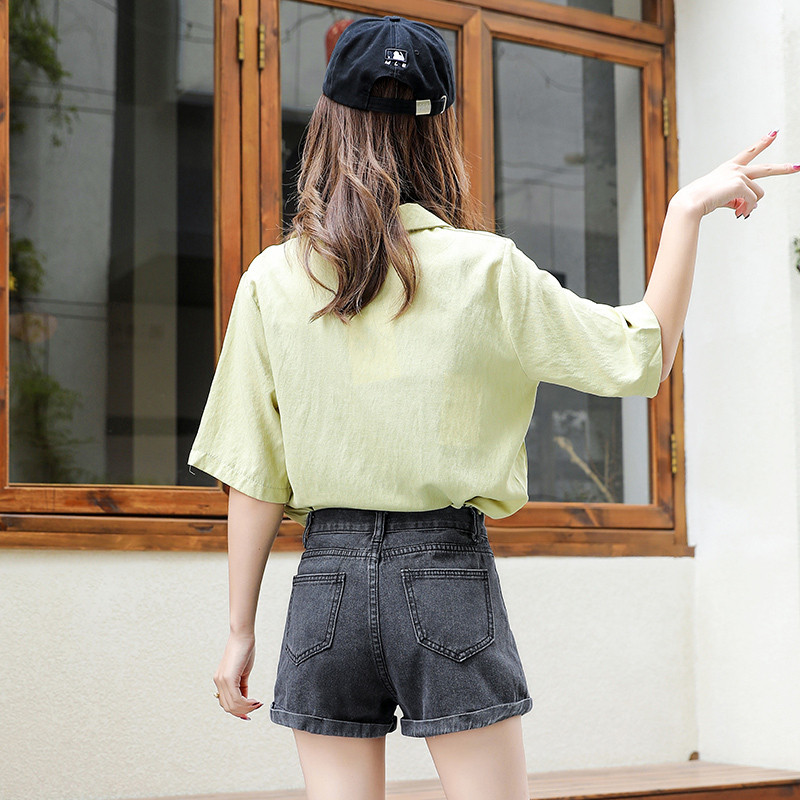 夏季超短热裤女高腰2021新款薄款牛仔短裤宽松牛仔裤