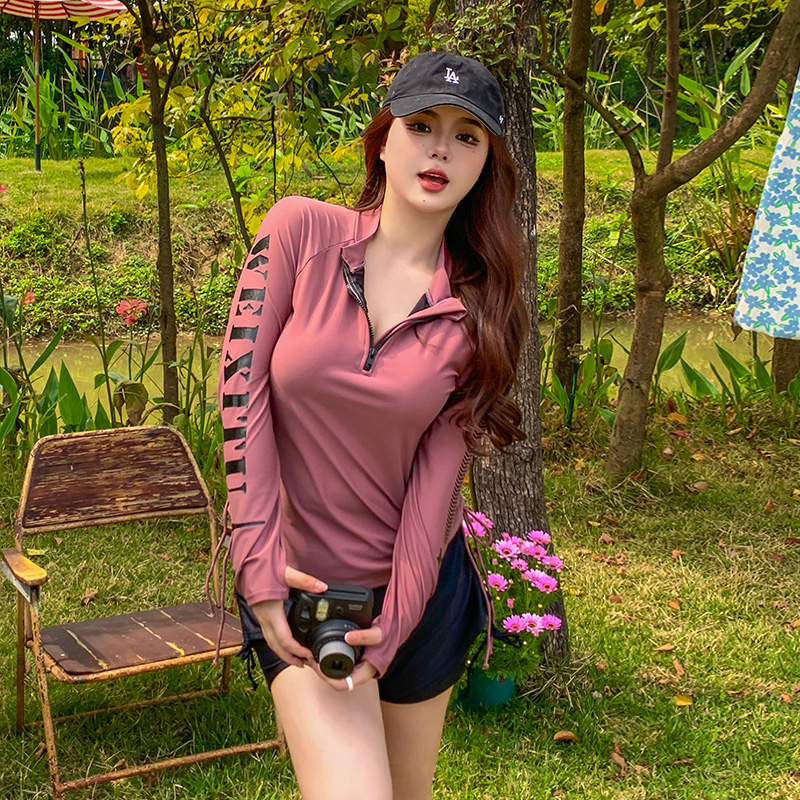 高领保守 大码 胖mm200斤泡温泉显瘦遮肚微胖女孩长袖 - 分体泳衣