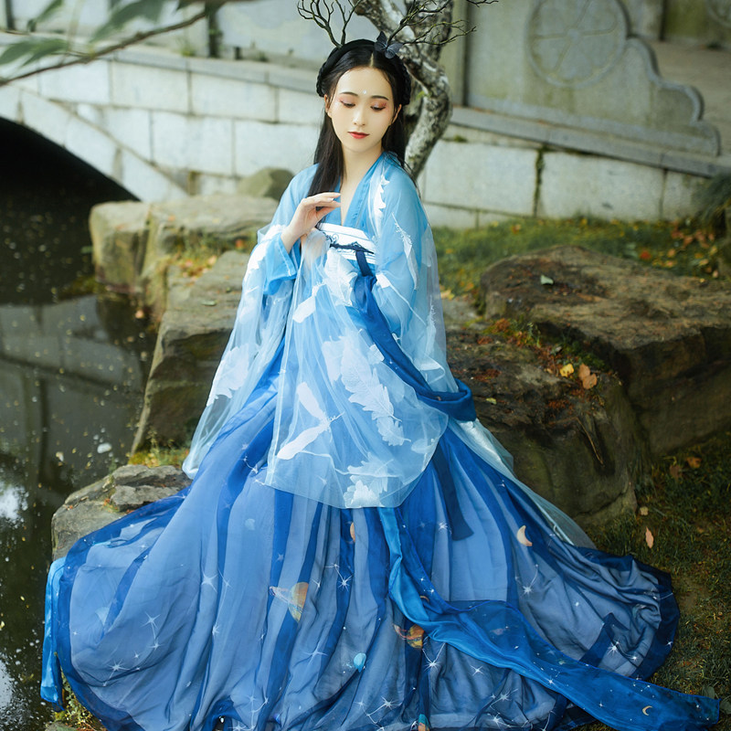 山海仙气大袖6米摆飘逸古装襦裙集汉齐胸原创汉服