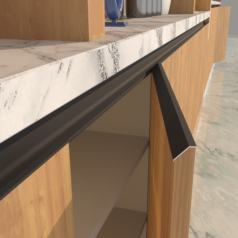 铝合金斜边隐形拉手青古古铜现代简约橱柜柜门隐型小拉手