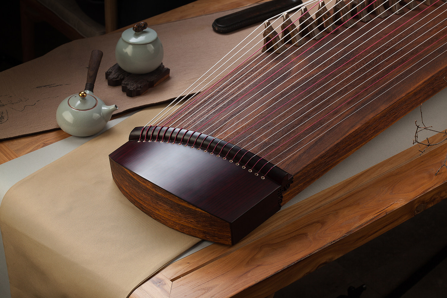 琴昇古筝qs-s135素面手工挖筝高档便携古筝