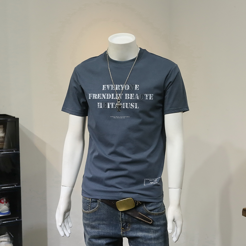 新疆棉男士短袖t恤男夏季薄款宽松圆领上衣休闲潮牌打底衫帅气潮