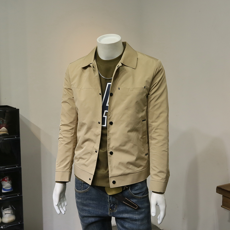 日系翻领男士工装外套男2021年春秋新款休闲夹克男纯色百搭帅气潮