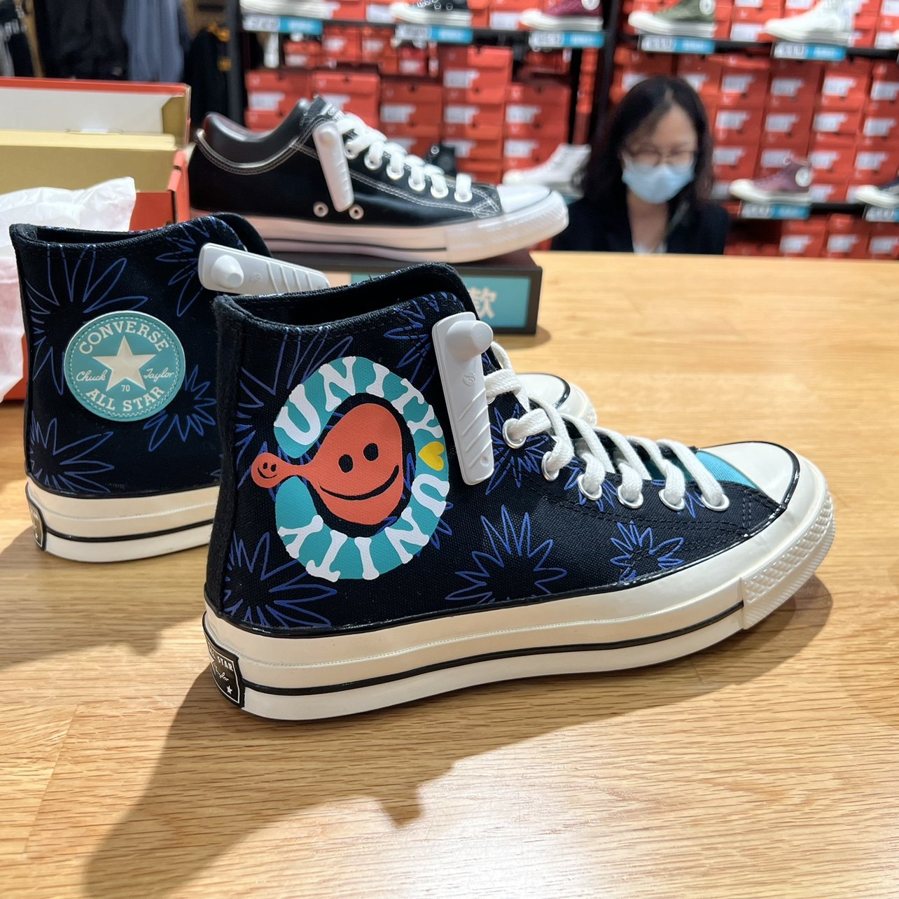 匡威1970s三星星标sunnyfloral撞色卡通印花高帮帆帆布鞋