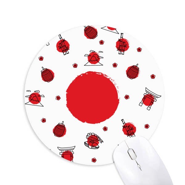 和风日本日本国国旗红黑灯笼鸟居圆形游戏办公鼠标垫