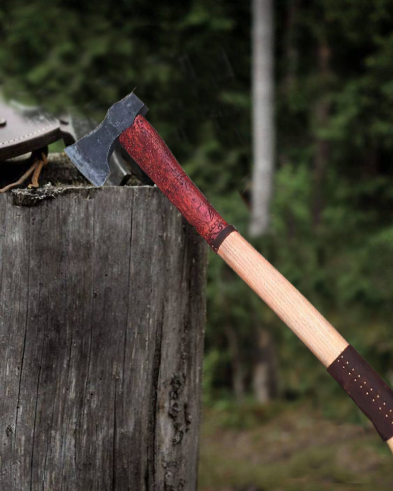 手工进口印第安战斧北欧斧头珍藏版镇宅斧柄雕刻狩猎工兵斧