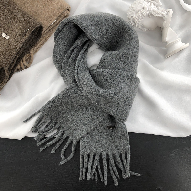 2022新款韩国绿色紫色奶茶棕咖色羊毛围巾秋冬季围巾