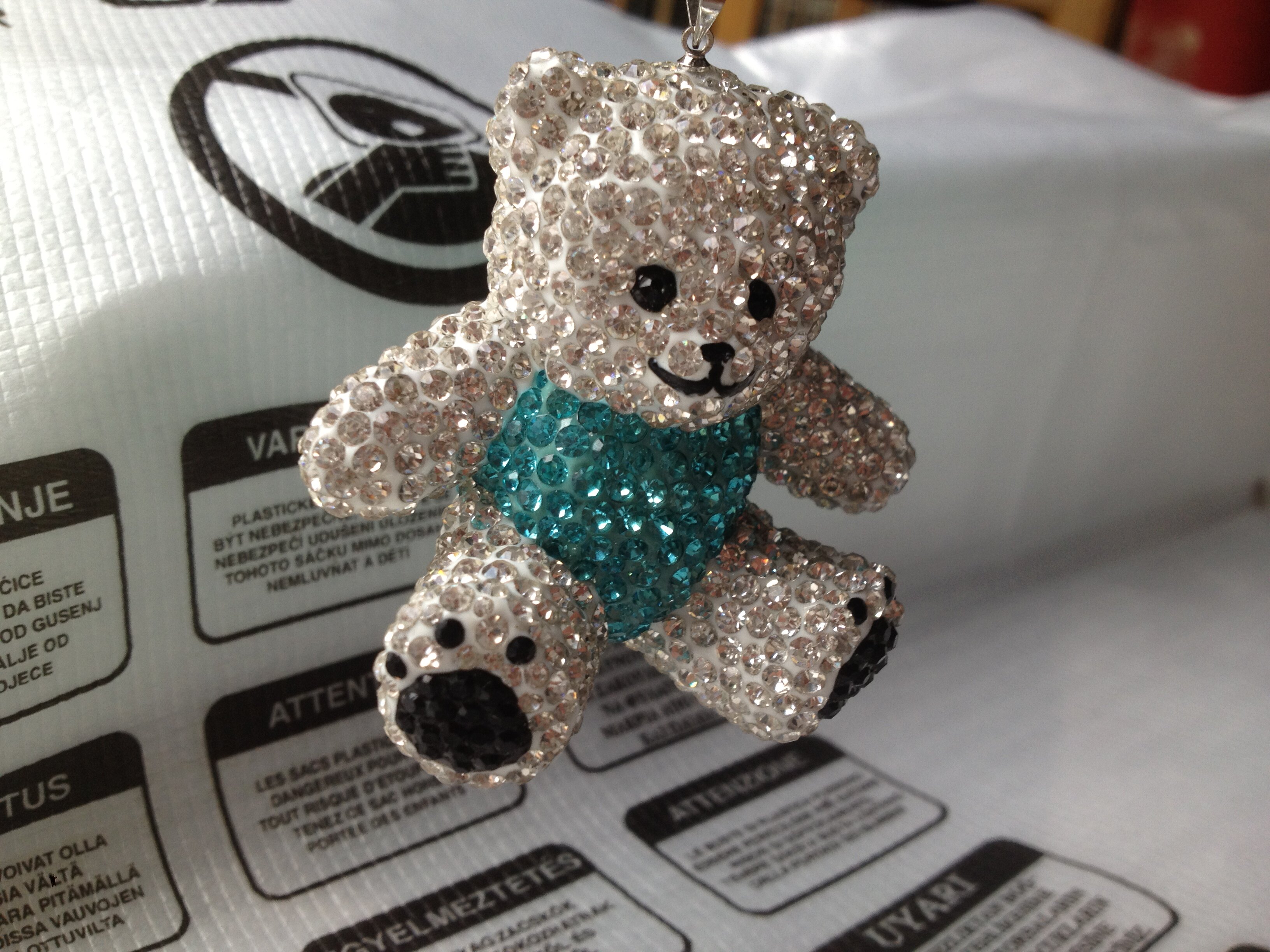 正品品奥地利利水晶钻石泰迪熊汽车挂饰手工小熊车挂