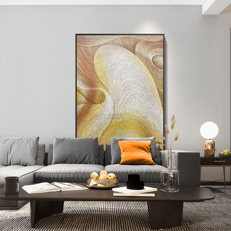 轻奢装饰画抽象手绘油画现代简约玄关过大走廊壁画油画
