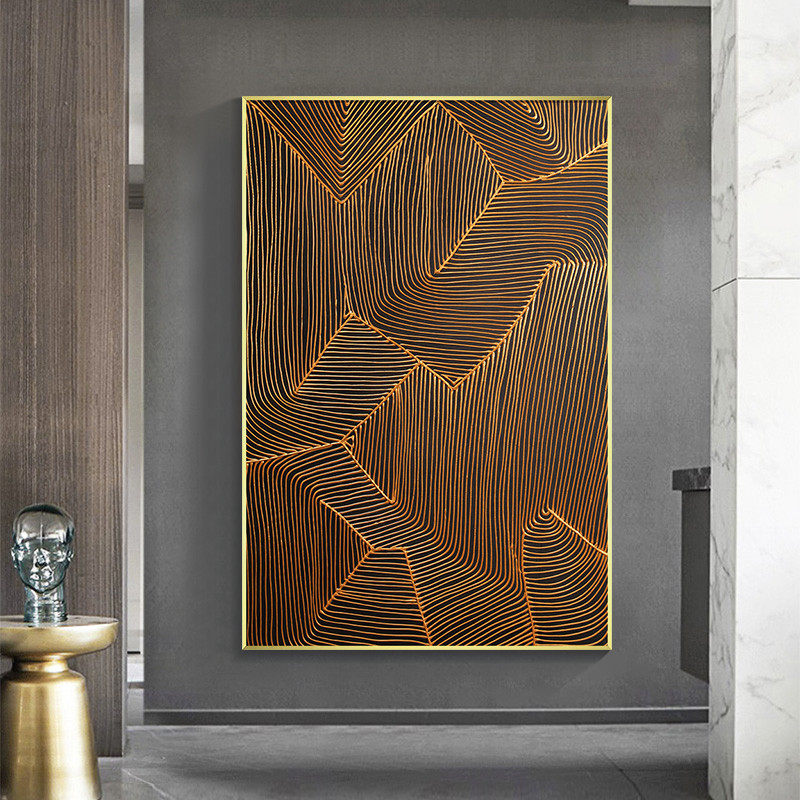 玄关装饰画小众抽象手绘油画几何图案挂画简约油画