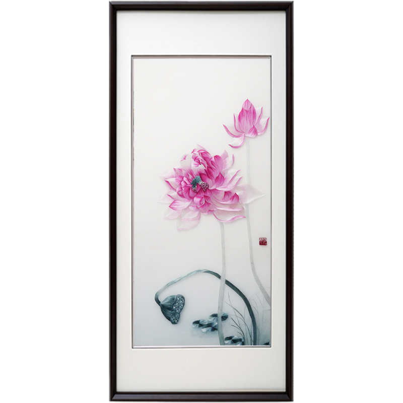 苏绣成品挂画客福字手工玄关刺绣现代新中式装饰画苏绣