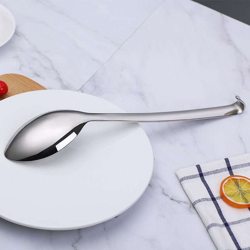 饭勺不锈钢长柄带勾食堂加厚酒店自助餐勺子挂钩饭勺