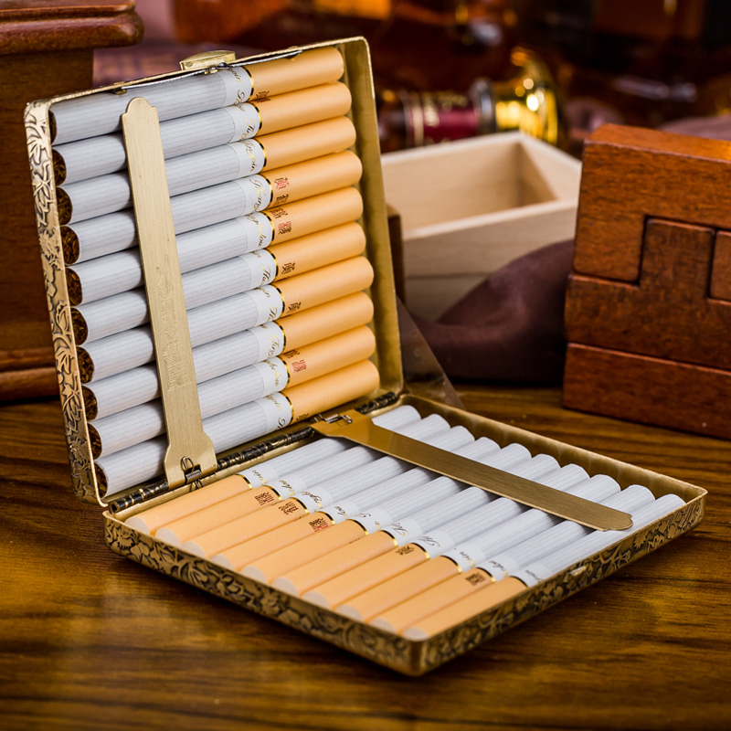 酷宝烟盒纯铜富贵牡丹花20支浮雕男士超薄创意个性烟盒