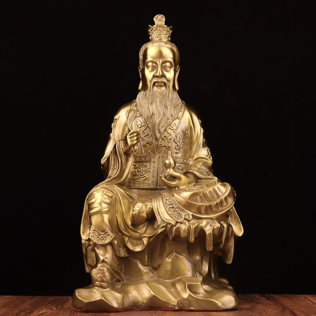 老君坐像纯铜太上三清清道铜像定制工艺品摆件装饰摆件