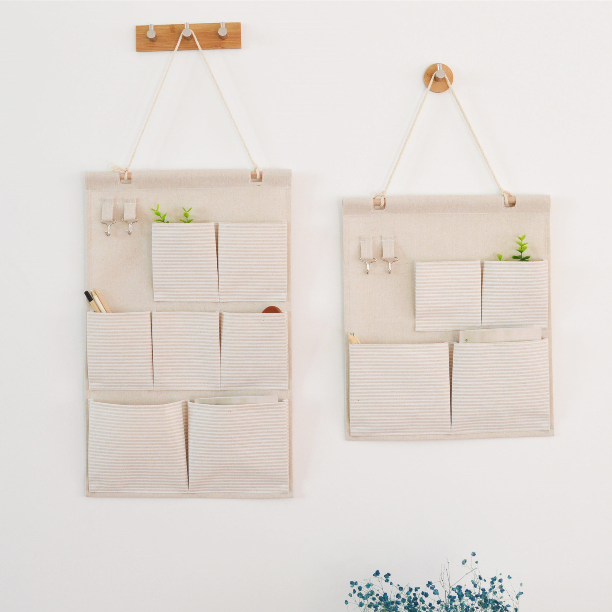 收纳素朴时光棉麻布艺袋挂袋挂式宿舍杂物置物储物袋收纳挂袋