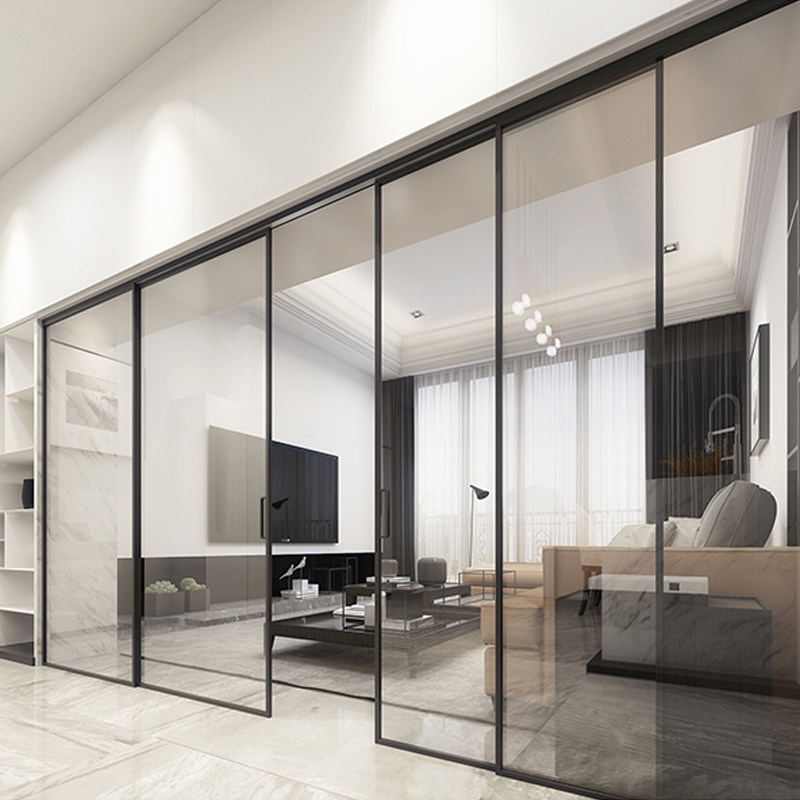 极简铝合金窄边推拉门阳台厨房洗手间折叠门卫卫生间卧室门