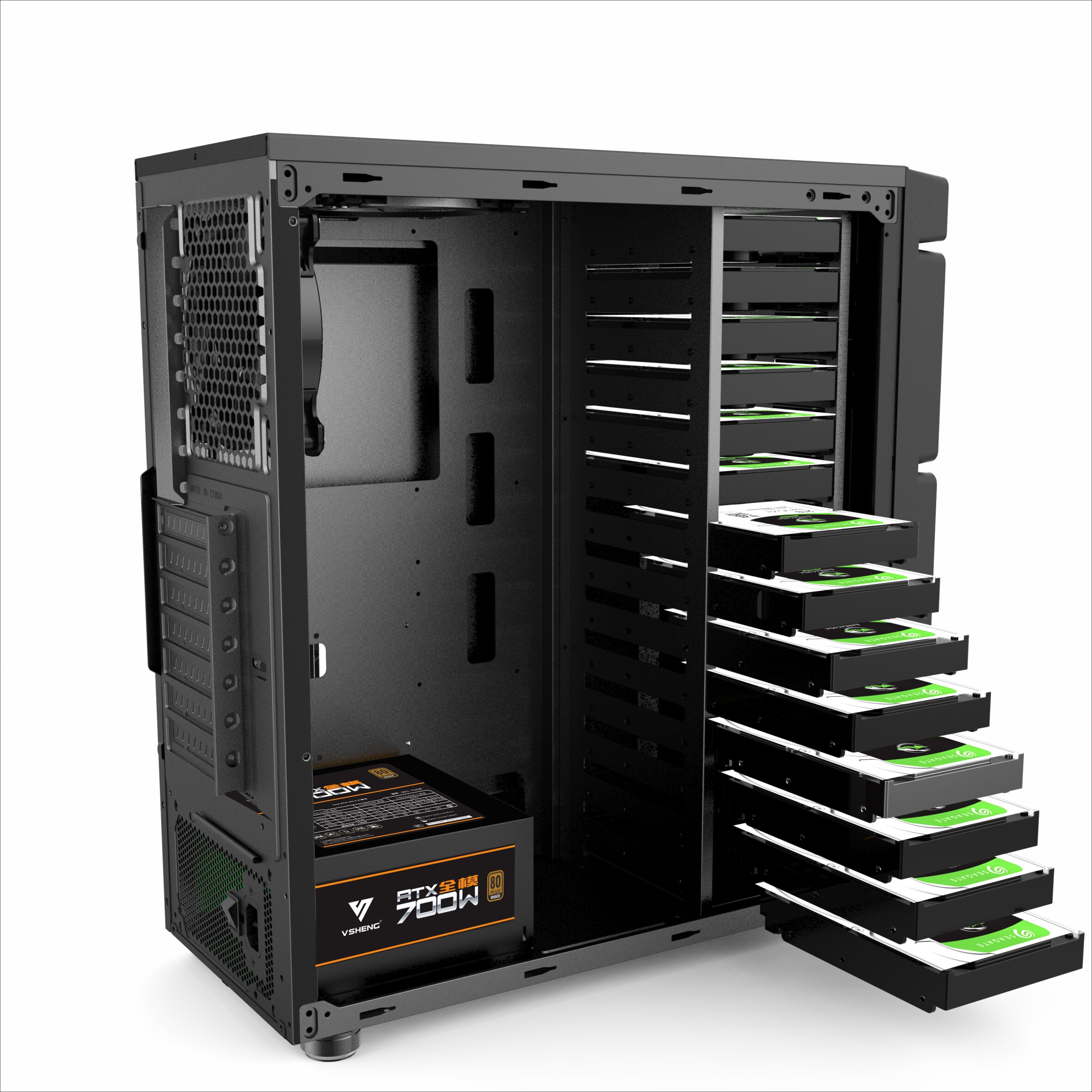 机箱酷锐chia多盘位服务器14块硬盘位全塔台式机电脑机箱