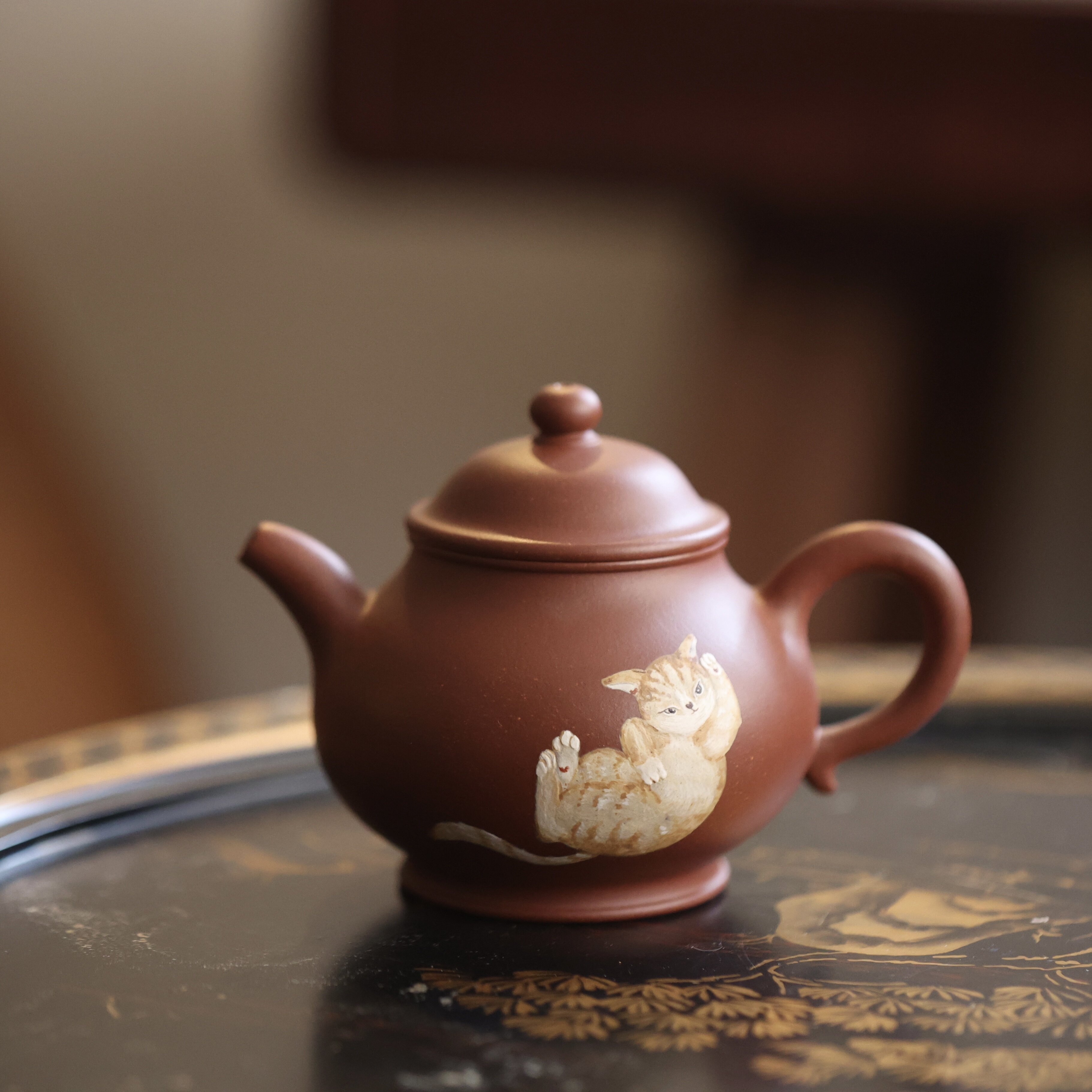 南街壶娘猫咪原创茶器可爱紫砂壶手绘喵咪原矿茶壶