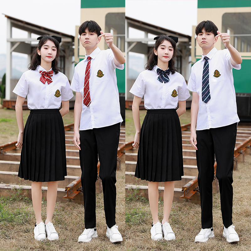 毕业季班服套装学院风初中高中学生短袖衬衫长裙民族服装