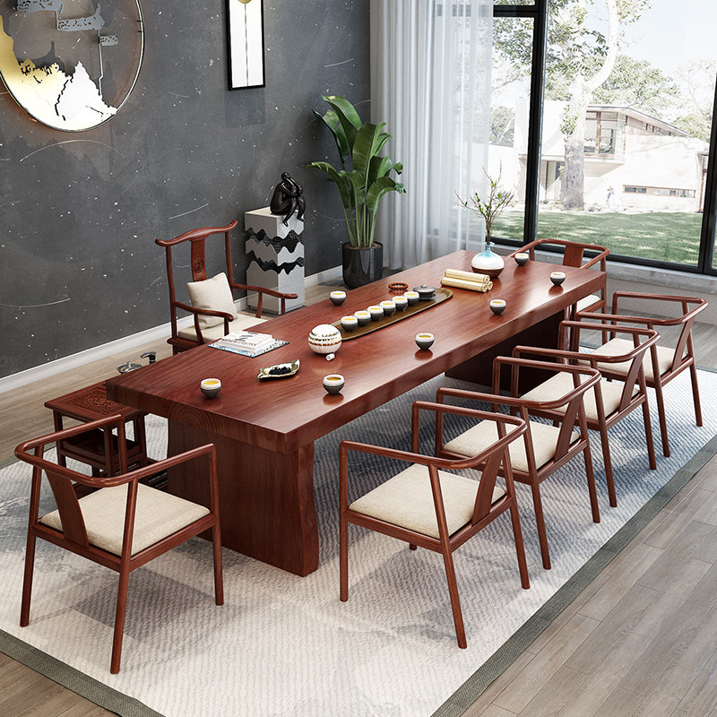 实木茶几茶台茶桌组合原木大板桌办公室简约现代新茶几