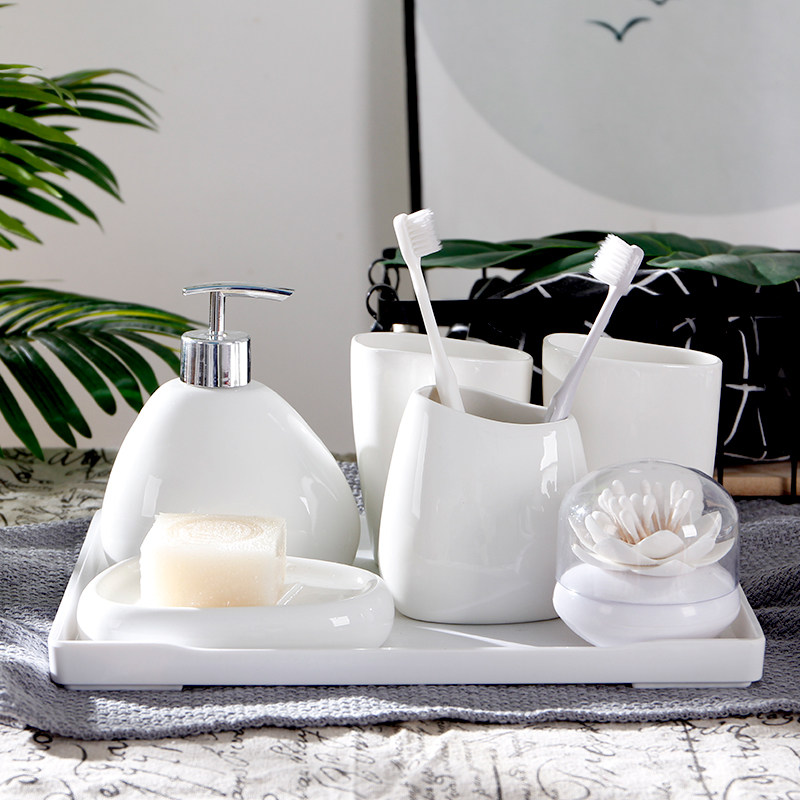 库勒情侣洗漱卫生间口杯简约创意家用套装陶瓷浴室用品套件