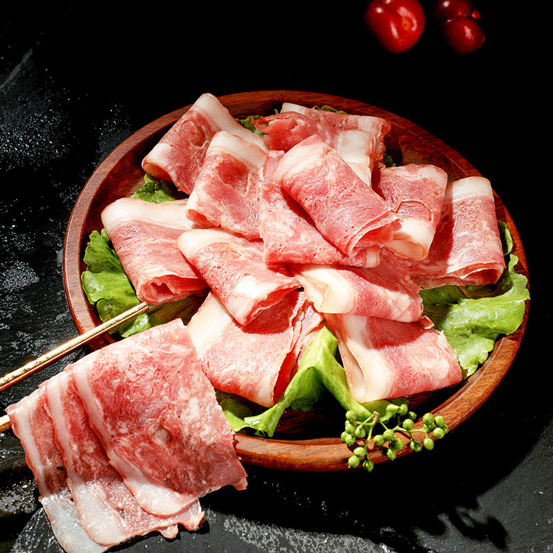 火锅五花培根150g烟熏肉片又薄又瘦适合涮锅生猪肉