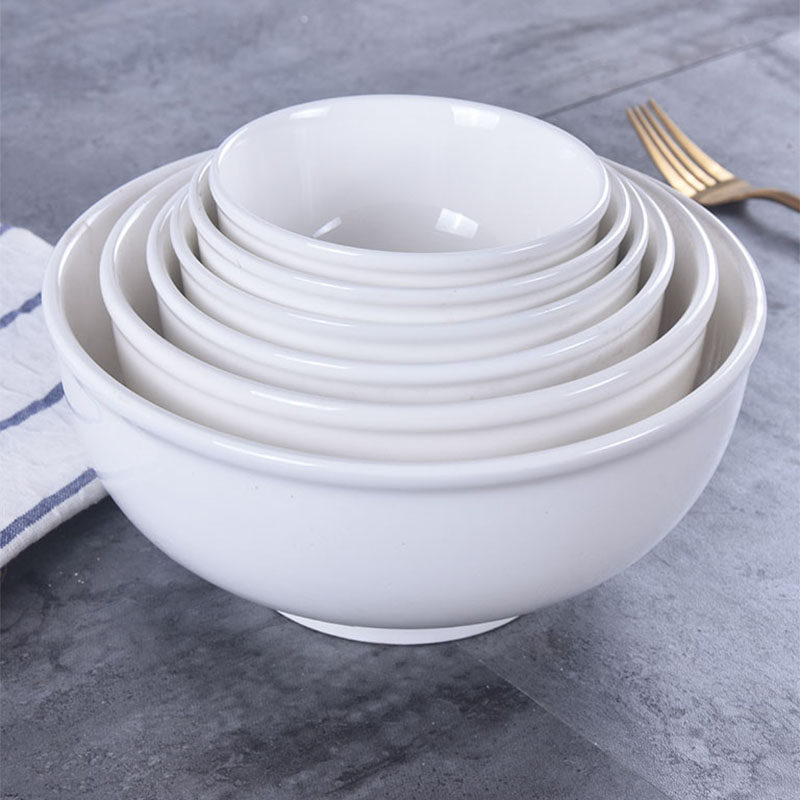 白色陶瓷碗饭店酒店餐厅餐具商用加厚小碗面条碗汤碗米饭碗吃饭碗