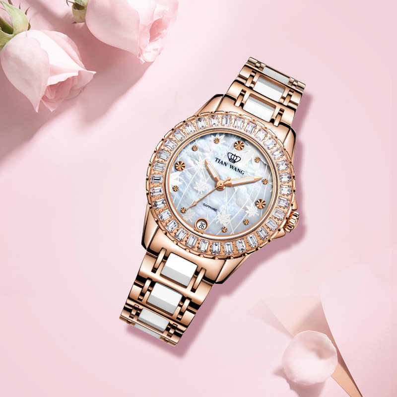 专柜直发天王表正品女表石英表时尚休闲女表钢带母贝表3822