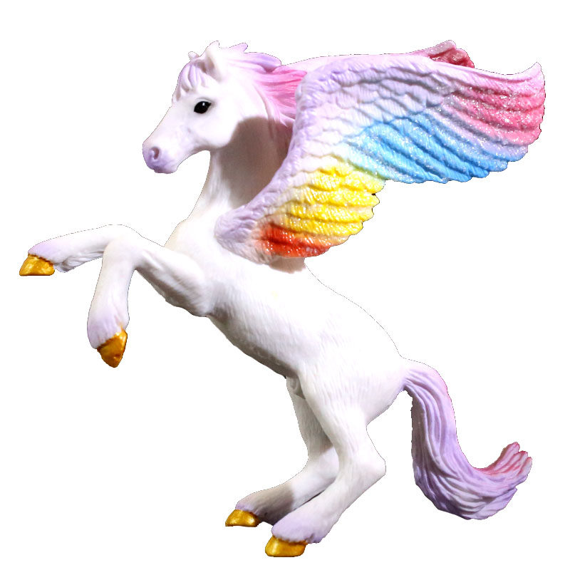 神话动物模型玩具仿真实心神兽白色飞马小马仿真