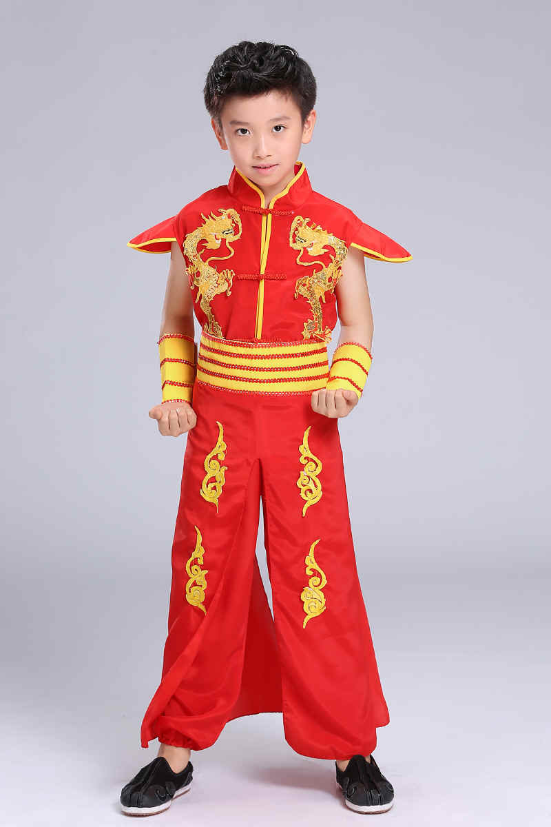 经典打鼓服装演出服演出开场国风儿童中国女童儿童演出服