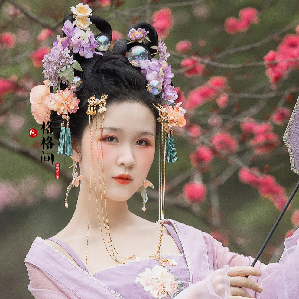 格格发簪珍珠头饰和风花魁掩鬓流苏长流汉服发饰