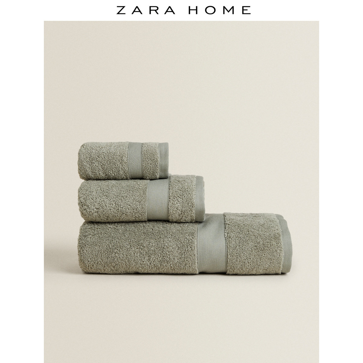 zarahome黄绿色长款家用棉质浴巾面巾毛巾44512013511毛巾