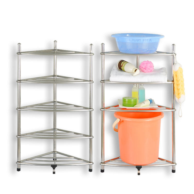 不锈钢脸盆架 浴室厨房卫生间落地三角形置物架多层收纳脸盆架子