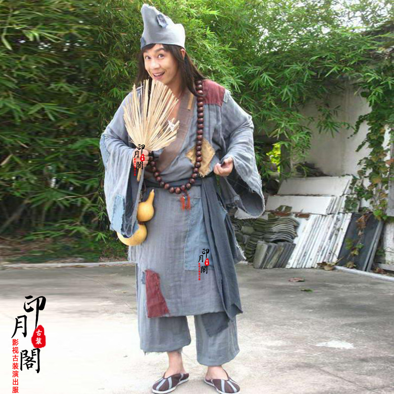 古装和尚影视济公同款男士汉服七公破旧演出服民族服装