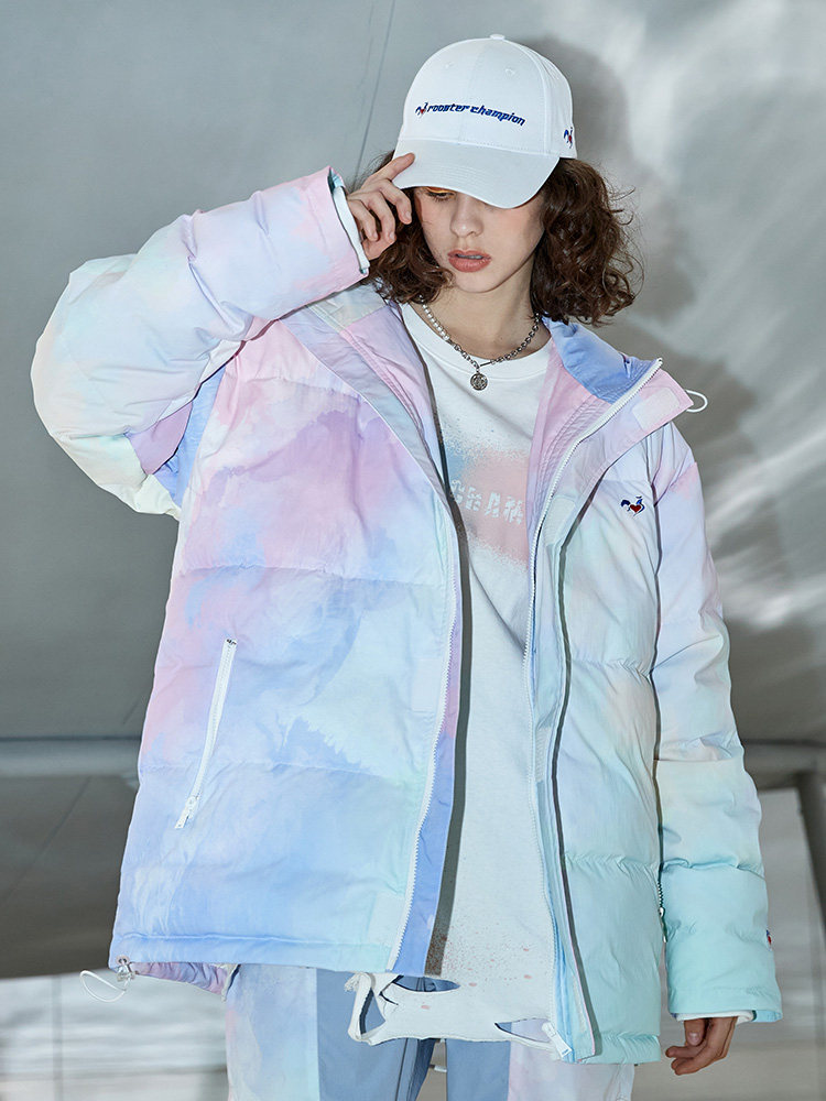 roosterchampion法国公鸡冠军羽绒服彩虹色情情侣装潮牌羽绒服