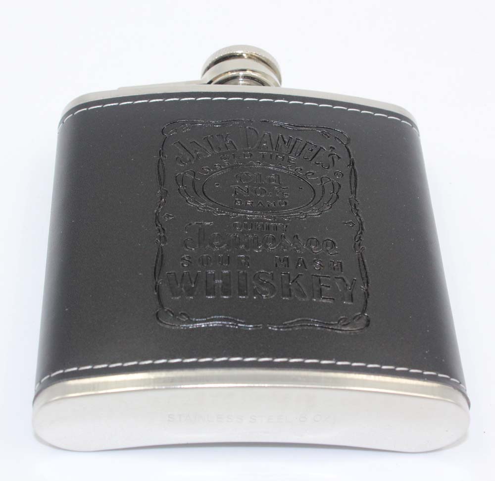 黑色6盎司小酒壶俄罗斯扁酒壶不锈钢户外随身便携军水壶酒瓶具